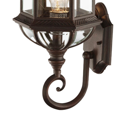 Bel Air Lighting Wentworth 1-Light Rust Outdoor Wall Light Fixture Clear Glass