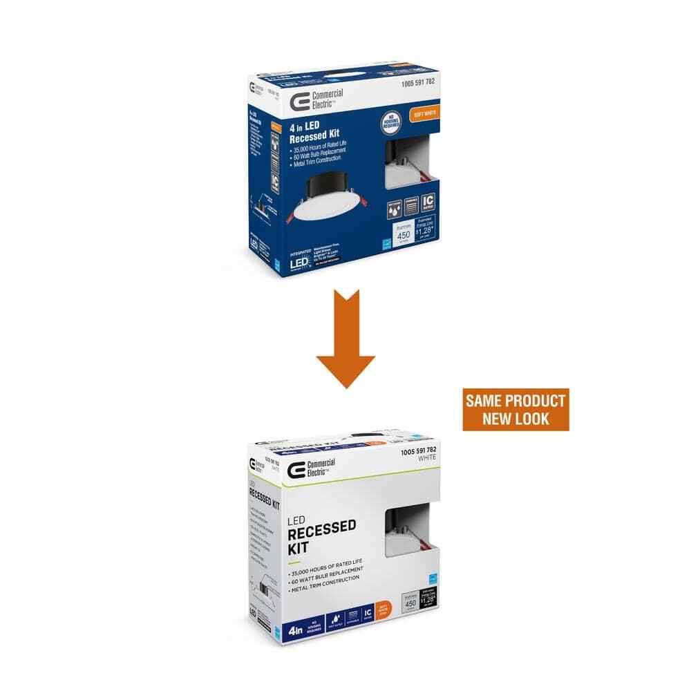 Commercial Electric 4 in. White Flush Round Wet Rated LED Recessed Lighting Kit