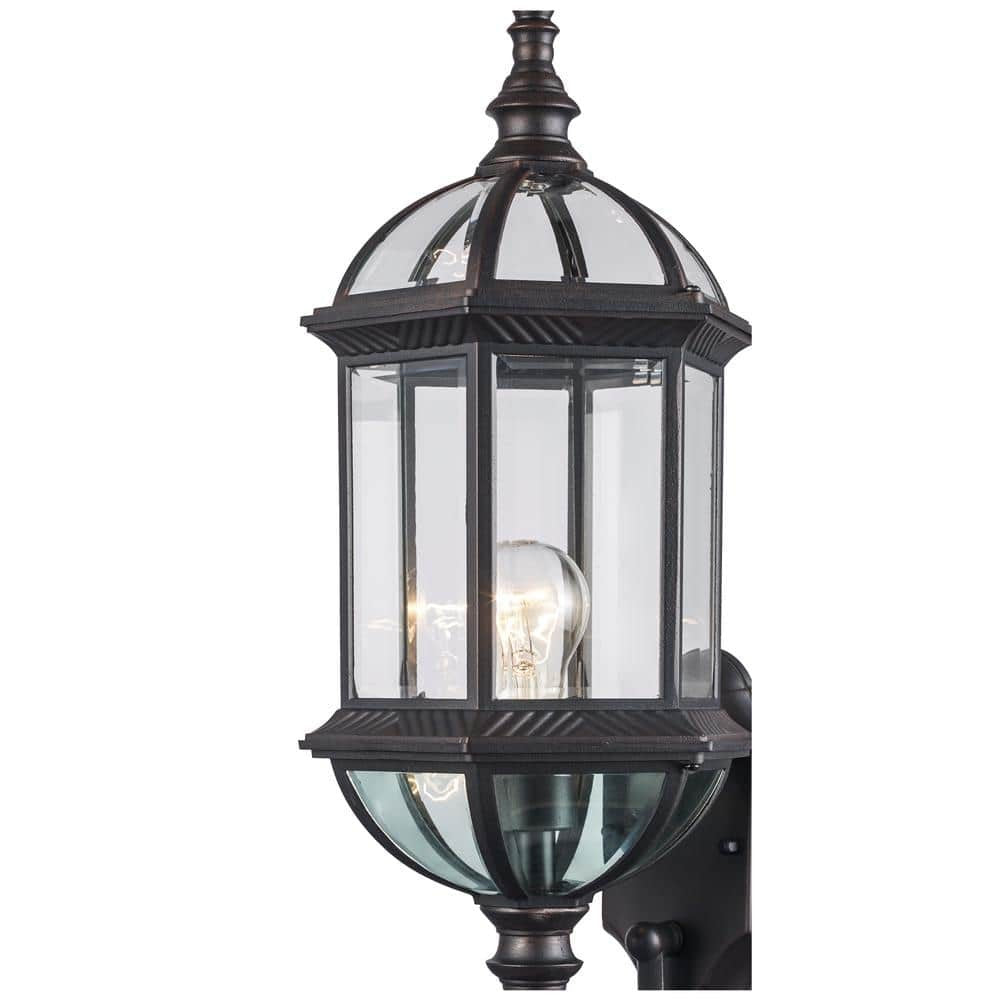 Bel Air Lighting Wentworth 1-Light Rust Outdoor Wall Light Fixture Clear Glass