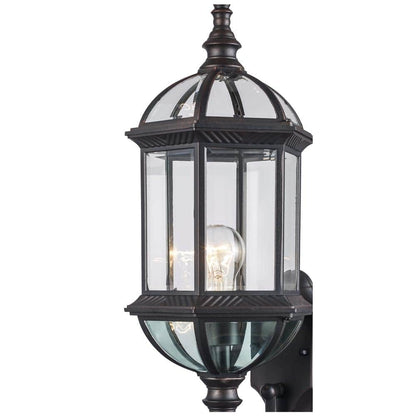 Bel Air Lighting Wentworth 1-Light Rust Outdoor Wall Light Fixture Clear Glass