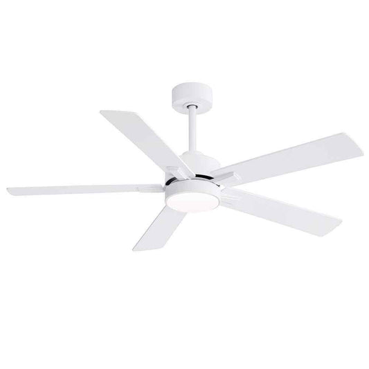 Breezary Charlie 52 in. LED Indoor White Ceiling Fans w/ Light & Remote Control