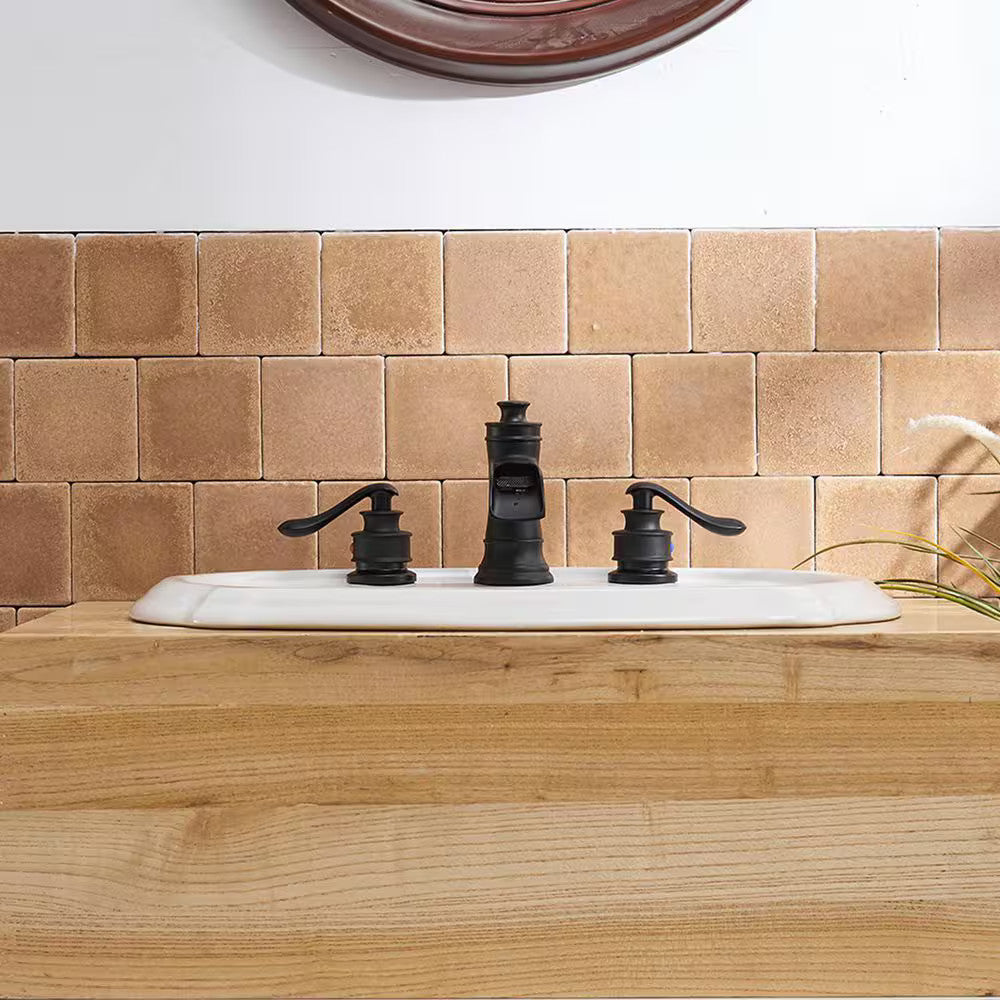 BWE A-96556-S-Black 8" Waterfall Widespread 2-Handle Bathroom Faucet + Pop Up BR