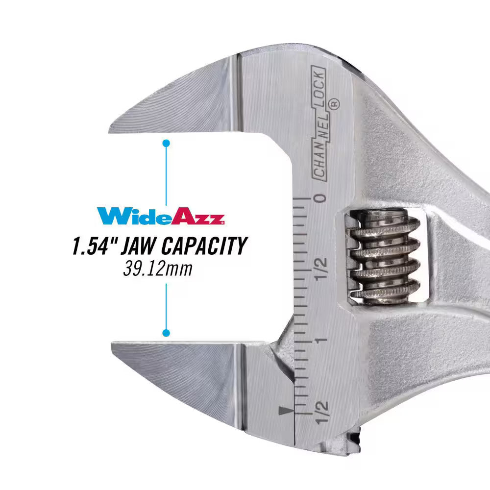 Channellock Slim Jaw WideAzz 8 in. Adjustable Wrench with Code Blue Comfort Grip