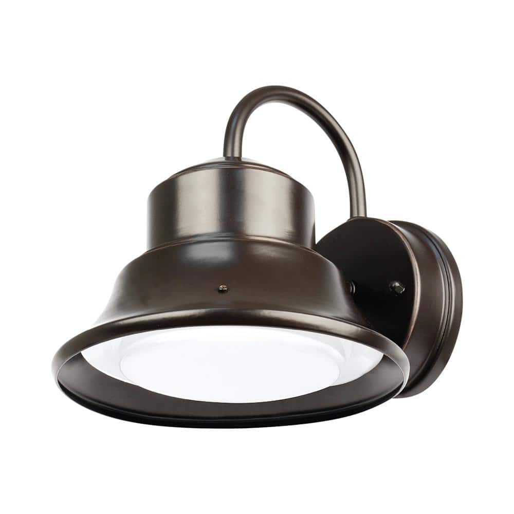 Commercial Electric Integrated LED Bronze Dusk to Dawn Bell Wall Light 4000K