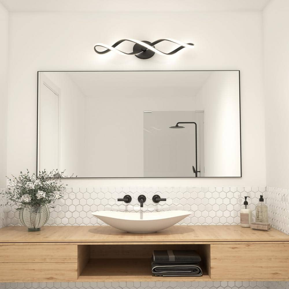 Artika Swirl 27 in. 1-Light Matte Black Modern Integrated LED Vanity Light Bar
