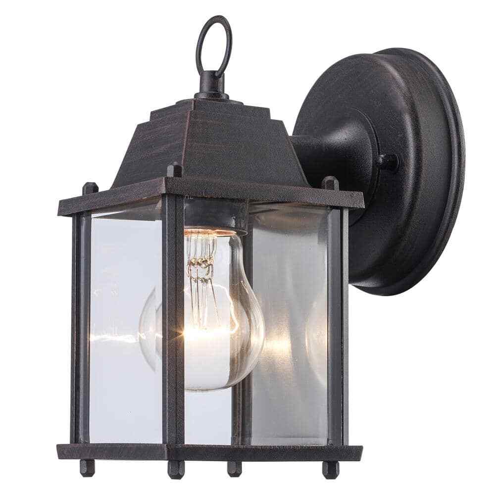 Bel Air Lighting Patrician Rust Outdoor Wall Light Fixture w/ Clear Glass