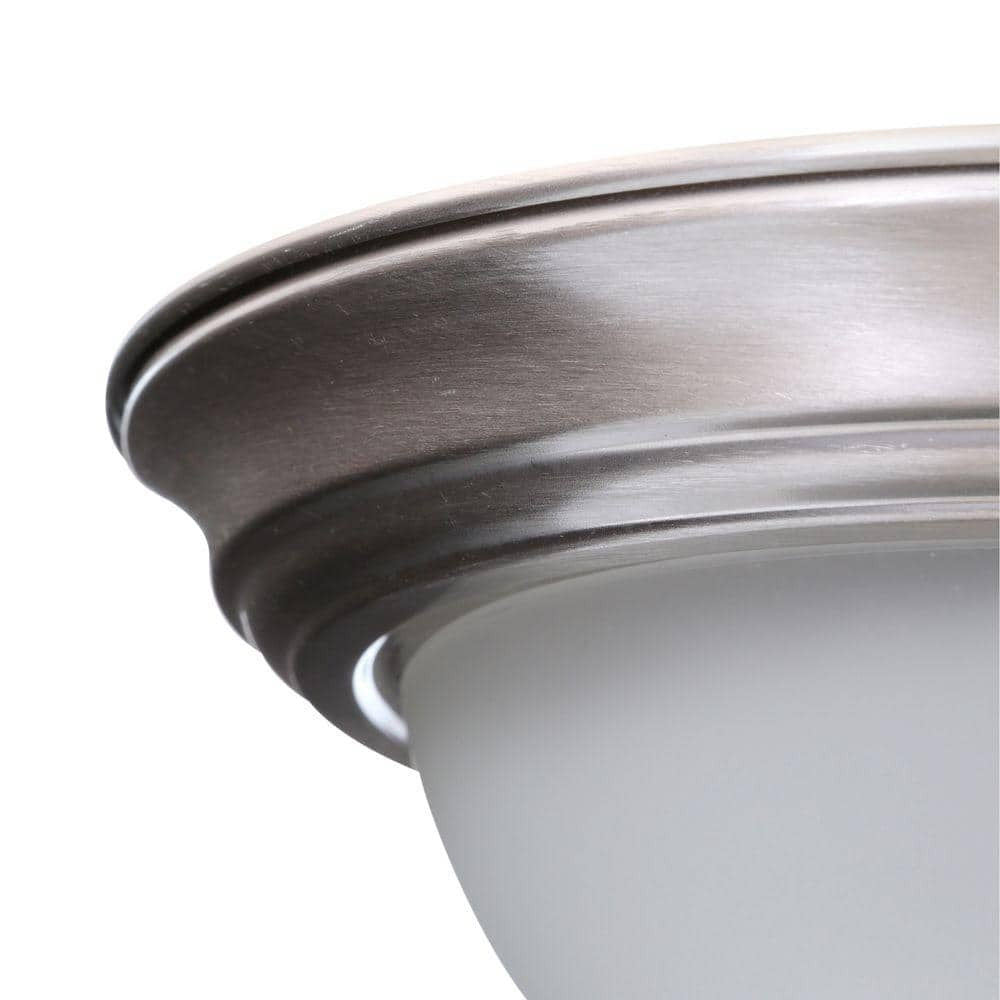 Commercial Electric 11 in. Brushed Nickel Flush Mount Frosted Glass Shade 2-Pack