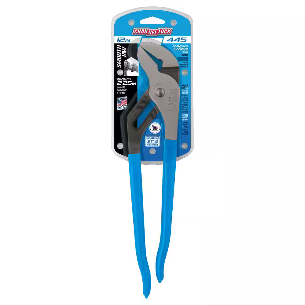 Channellock 12 in. Smooth Jaw Tongue and Groove Plier 445