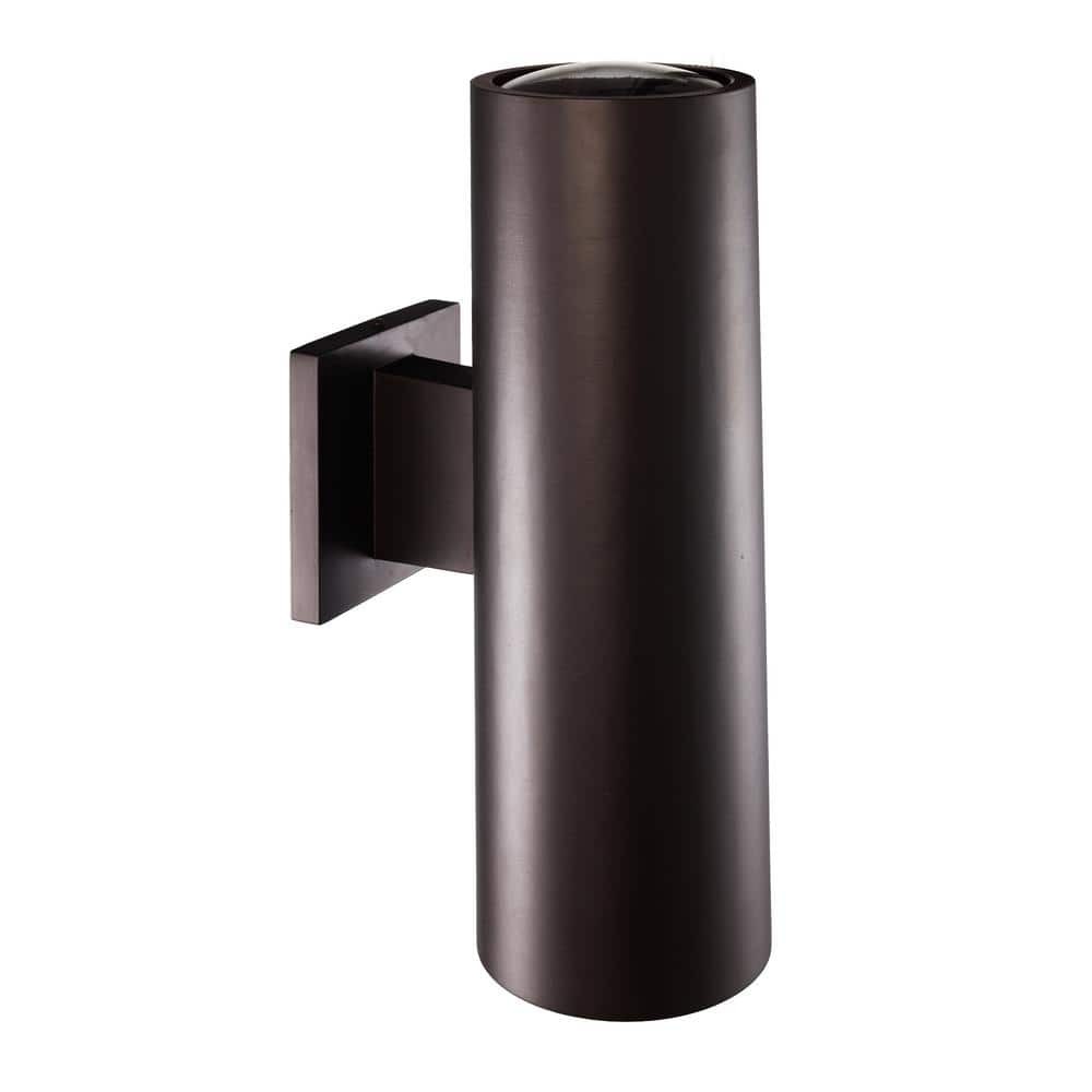 Bel Air Lighting Cali 2-Light Large Bronze Cylinder Outdoor Wall Light Fixture 
