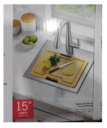 Delta Emery 15" Drop-In/Undermount Stainless Steel Kitchen Workstation Sink