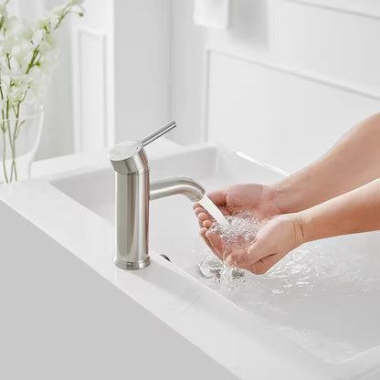 BWE Single Hole Single-Handle Bathroom Faucet w/Pop Up Drain in Brushed Nickel