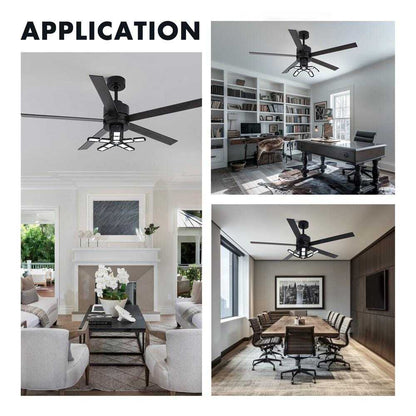 ANTOINE 56 in. Black Ceiling Fan with Dimmable LED Light & Remote  for Garage 