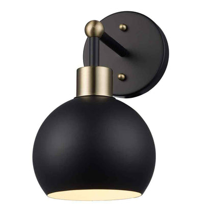 Bel Air Indigo 1-Light Black & Gold Wall Sconce Light Fixture with Metal Shade