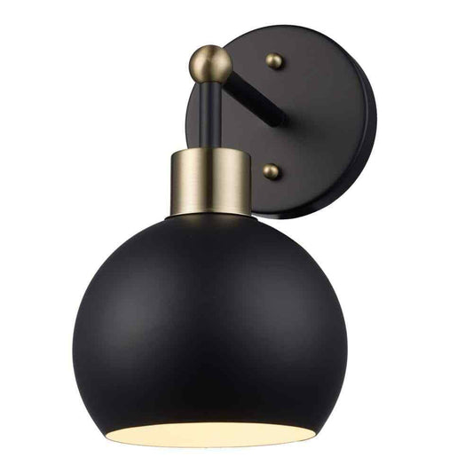 Bel Air Indigo 1-Light Black & Gold Wall Sconce Light Fixture with Metal Shade