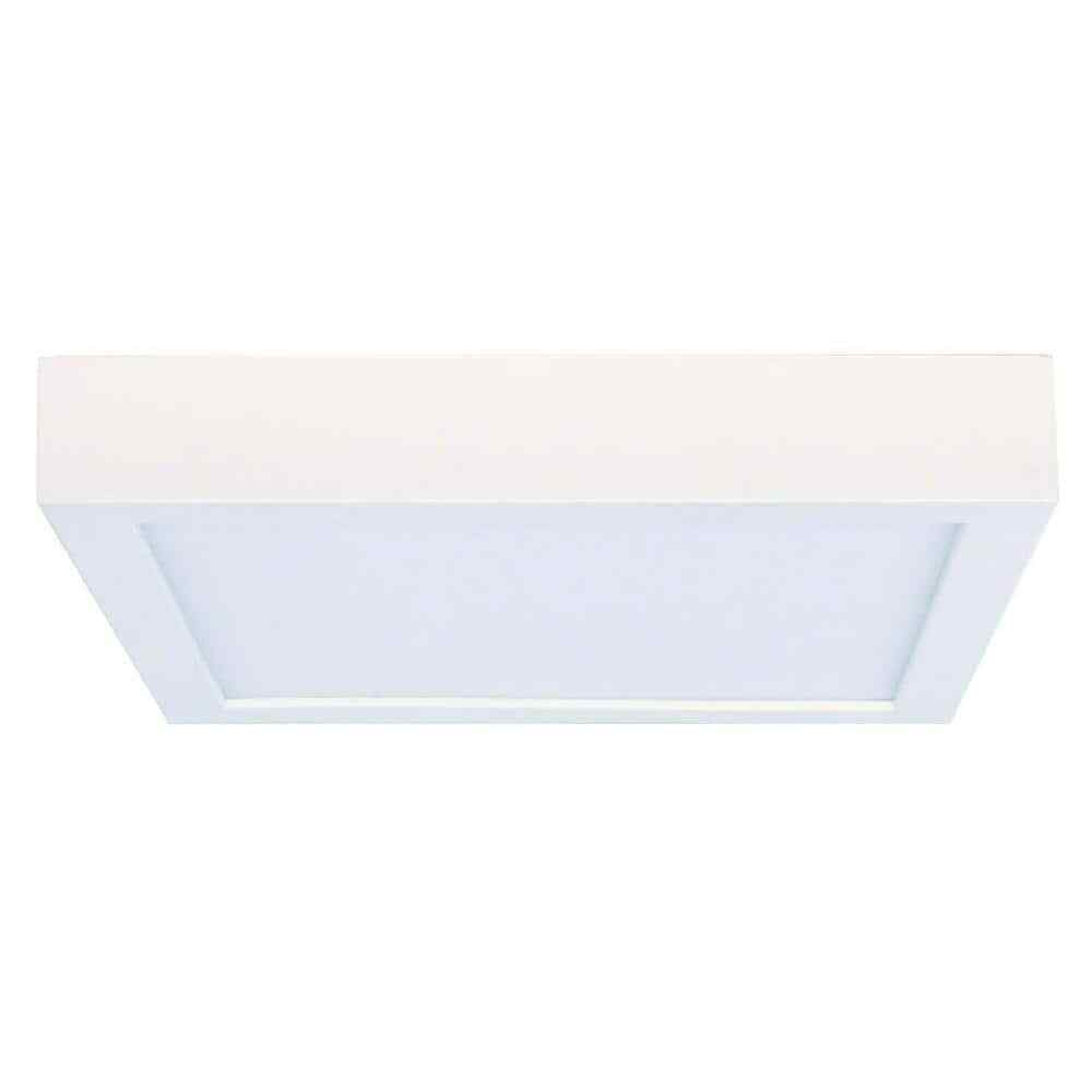 Bulbrite 9 in. Silver Square Flush Mount Ceiling Light with Plastic Shade