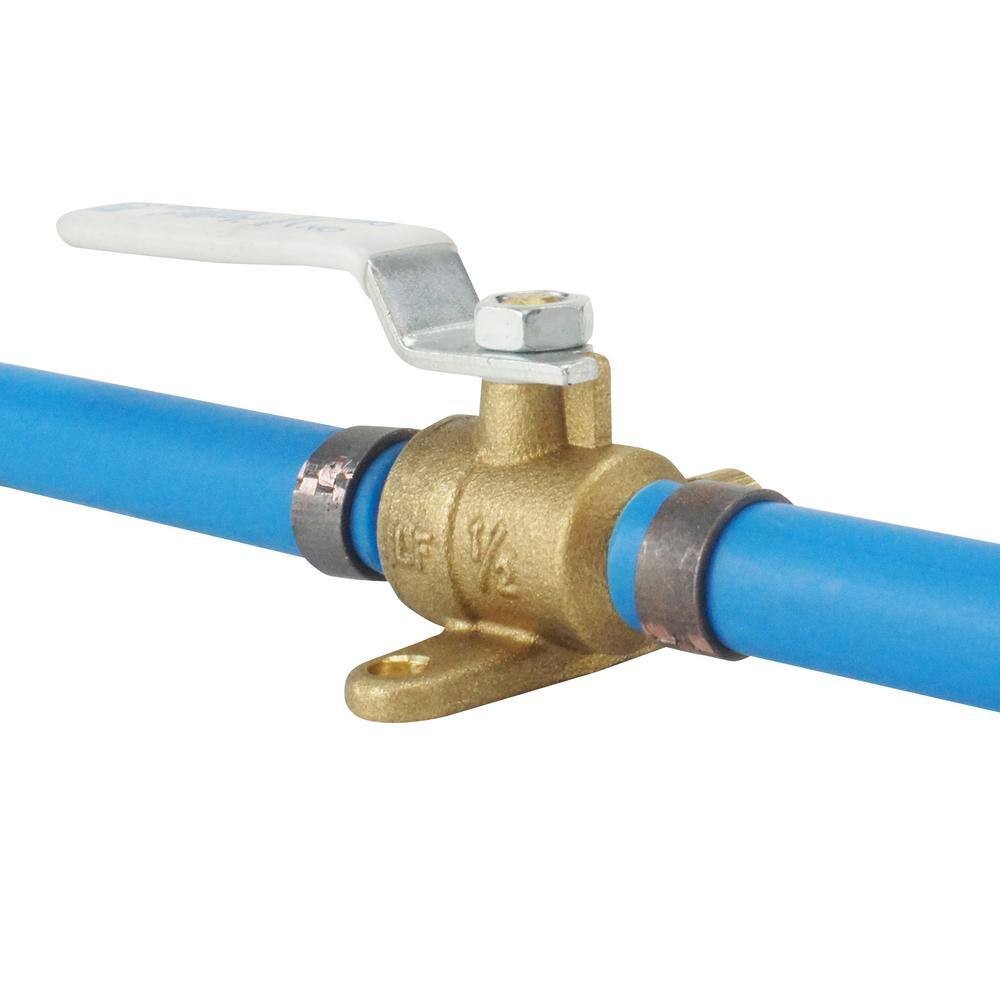Apollo 1/2 in. Brass PEX-B Barb Ball Valve with Drain and Mounting Pad