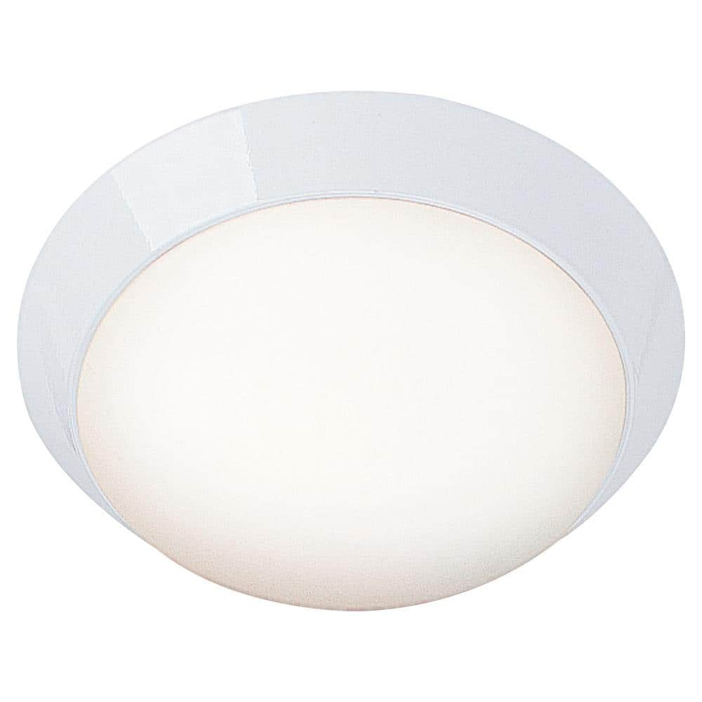 Access Lighting Cobalt 1-Light White Flush Mount with Opal Glass Shade