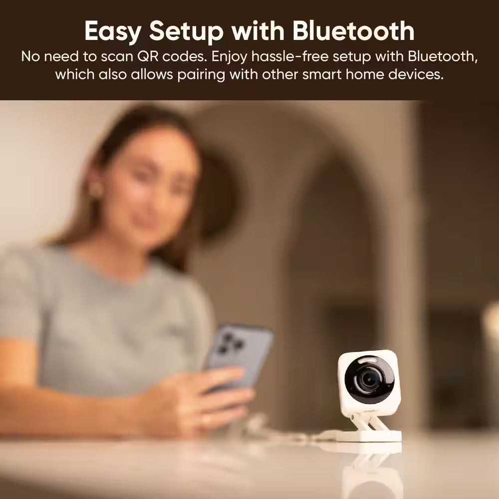 Cam v4 Wi-Fi 2.5K QHD Plug-In Smart Security Camera Night Vision 2-Way White