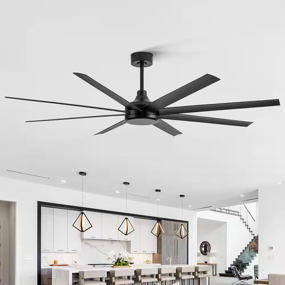 Breezary Melissa 72" 6 Fan Speeds Ceiling Fan, Black w Remote Control Included
