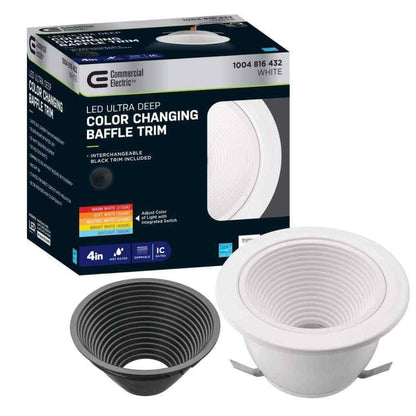 Commercial Electric 4 in. Ultra Low Glare Deep Baffle LED Recessed Light Trim