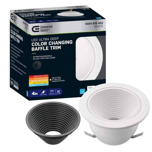 Commercial Electric 4 in. Ultra Low Glare Deep Baffle LED Recessed Light Trim
