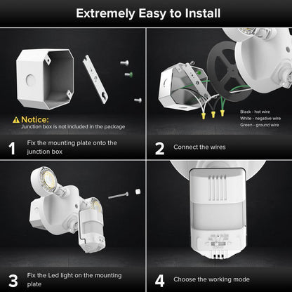 3000 Lumens 5000K White Motion Sensing Dusk to Dawn Integrated LED Flood Light