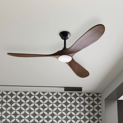 60 in. Integrated LED Indoor/Outdoor Wood Ceiling Fan w Light Kit Remote Control