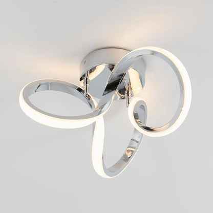 Artika Swirl 13 in. Modern Chrome LED Flush Mount Ceiling Light Fixture