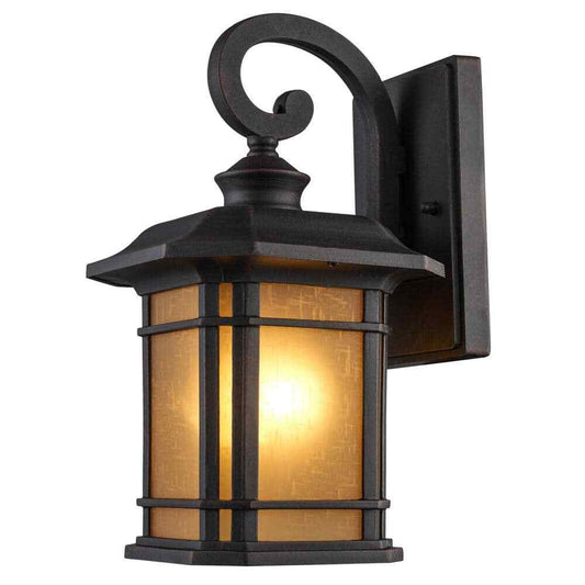 Bel Air Lighting San Miguel 12.5" Rust Outdoor Wall Light Fixture w/ Tea Glass