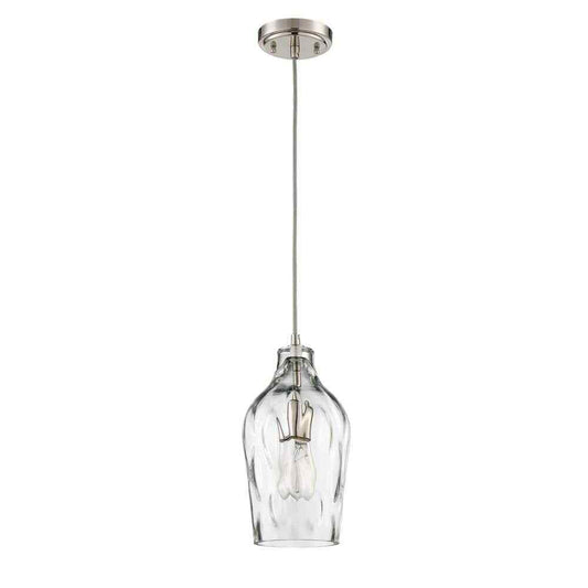 CRAFTMADE Pendant Brushed Nickel Island Mini Pendant w/ Hammered Glass No Bulb