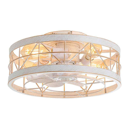 Breezary 16.5 in. White/Gold Enclosed Flush Mount Ceiling Fan w/ Light & Remote