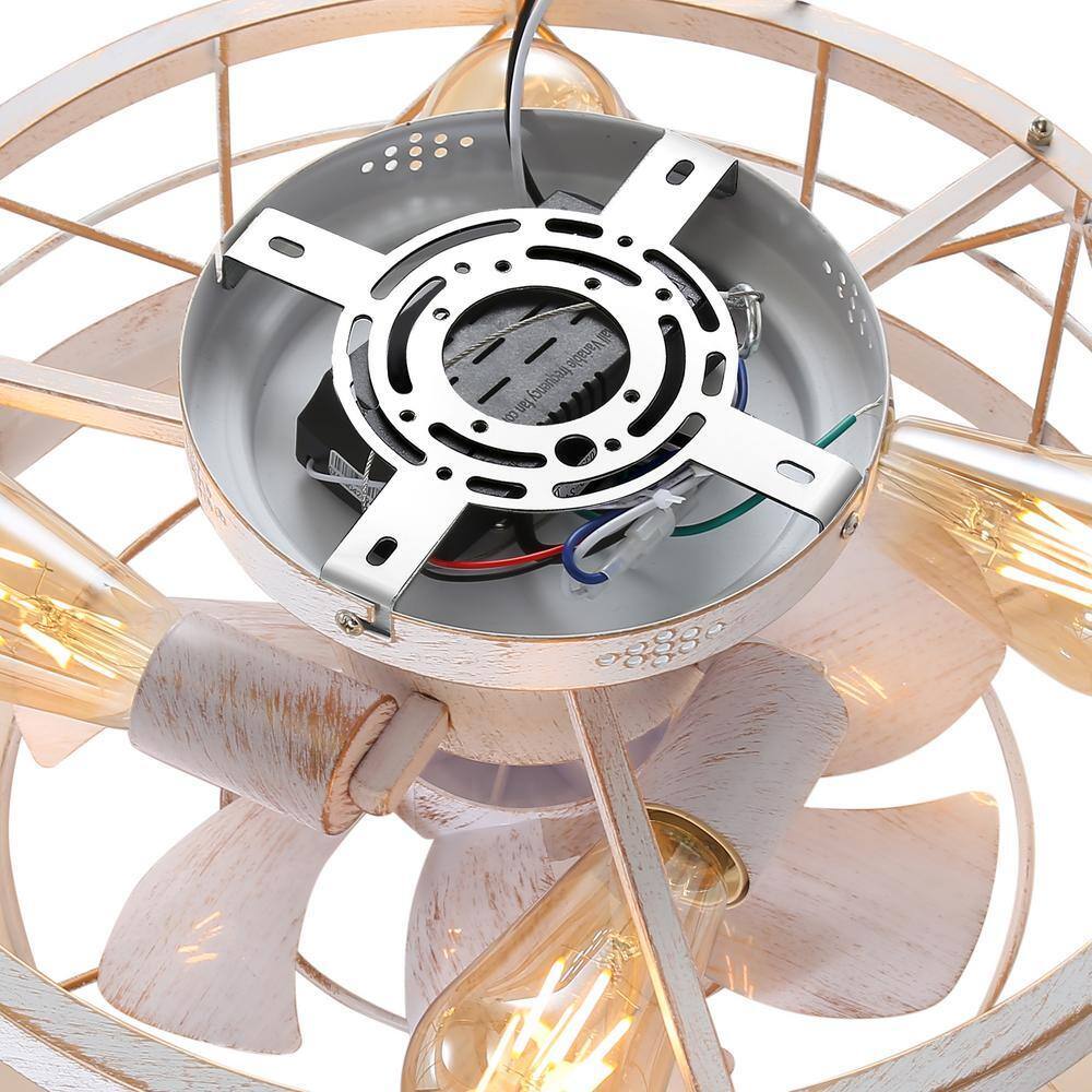 Breezary 16.5 in. White/Gold Enclosed Flush Mount Ceiling Fan w/ Light & Remote