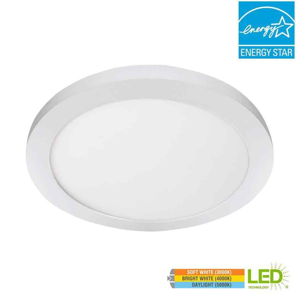  Commercial Electric 15" White LED adjustable 1650 Lum Round Flat Ceiling Light