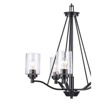 Bel Air Lighting Simi Black Chandelier Light Fixture w/ Seeded Glass Shades