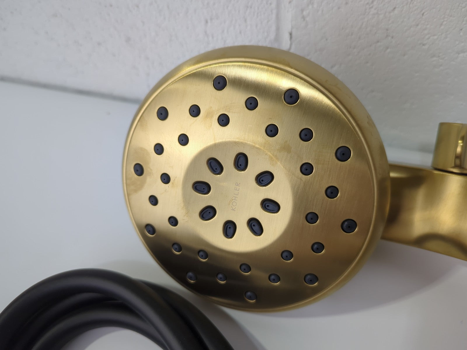 Claro Dual Fixed and Handheld Shower Head Vibrant Brushed Moderne Brass *SCUFFS*