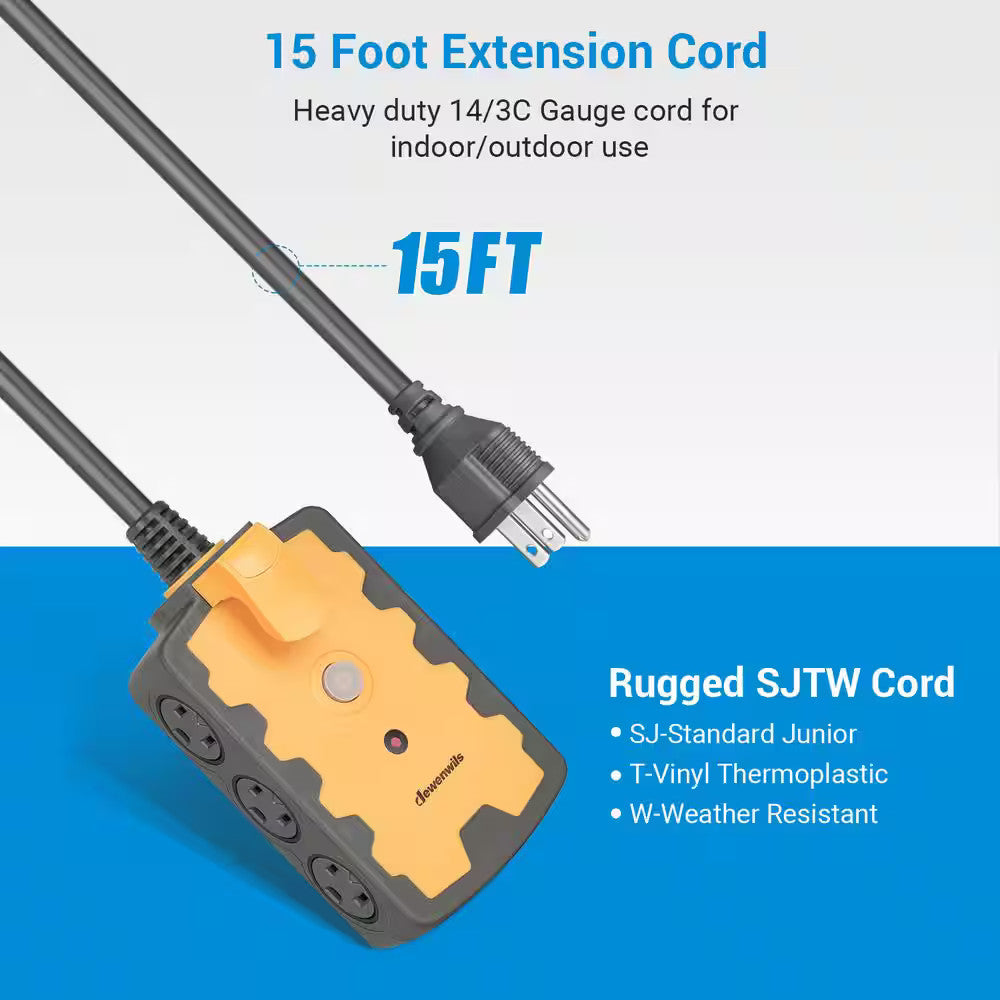 15 ft. 6-Outlet Heavy-Duty Workshop Power Strip for Indoor Outdoor
