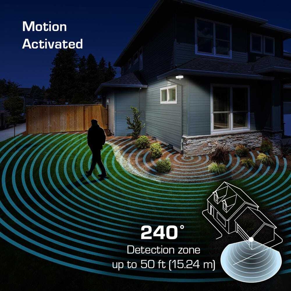Defiant MaxDetect Motion Wired 2-Head LED Security Flood Light, White, Outdoor