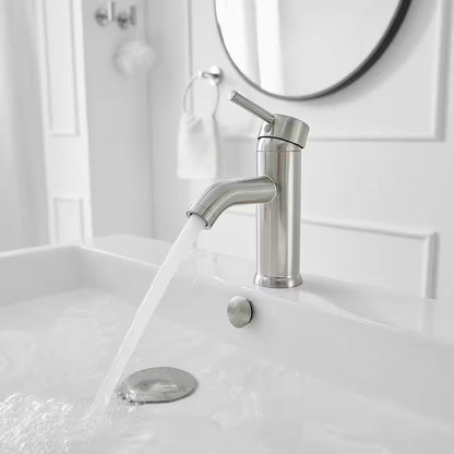 BWE Single Hole Single-Handle Bathroom Faucet w/Pop Up Drain in Brushed Nickel
