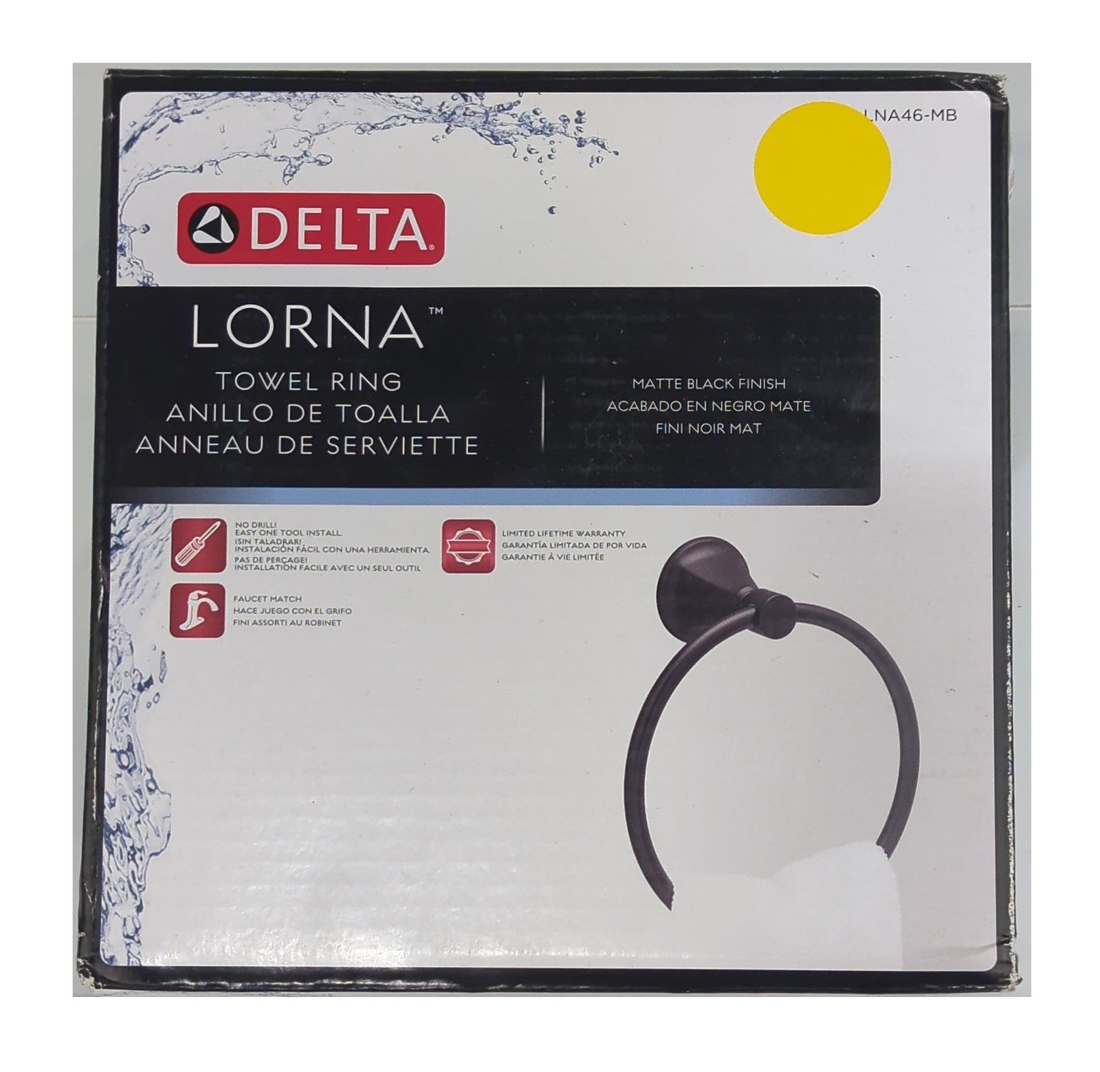 Delta Lorna Wall Mounted Round Closed Towel Ring Bath Hardware in Matte Black