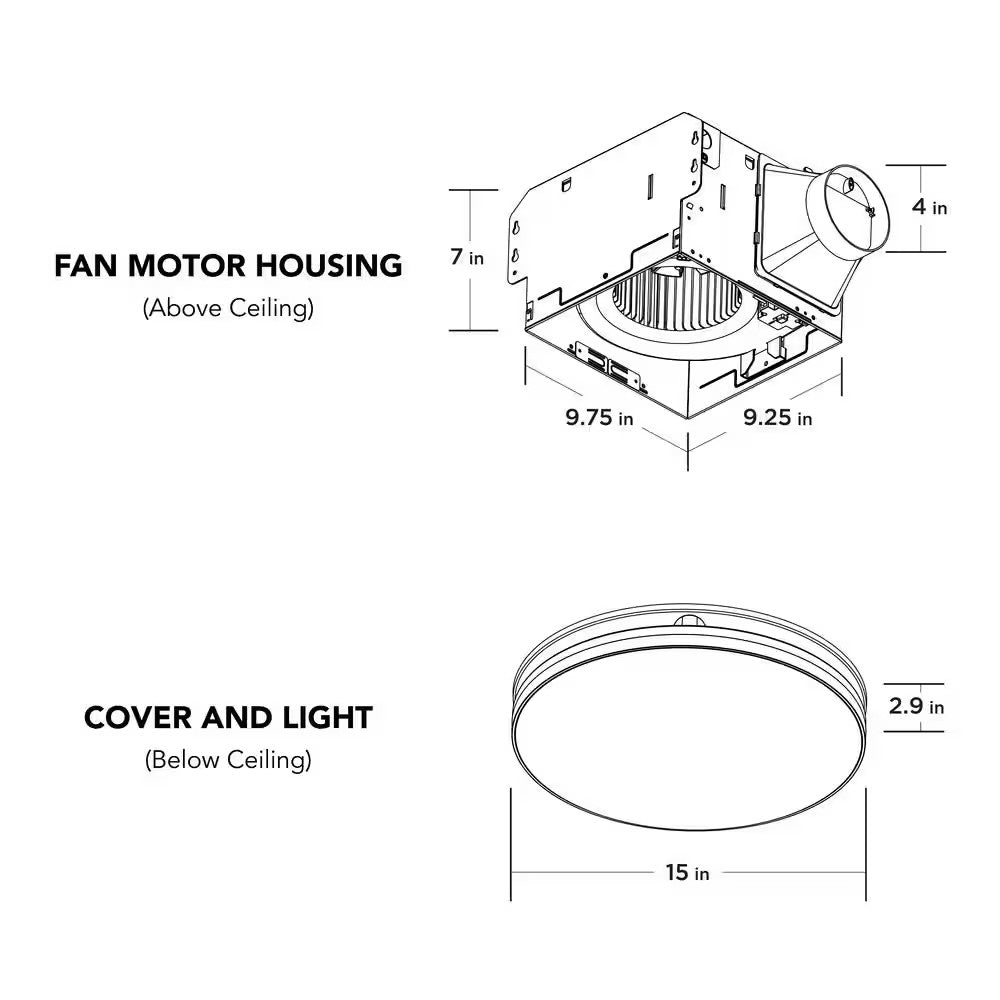 Commercial Electric 80/110 CFM Ceiling Mount Exhaust Fan LED/Night Light