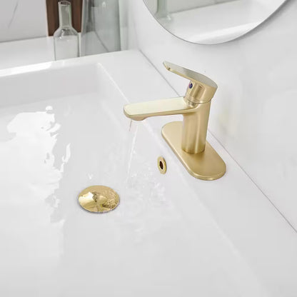 BWE 1-Handle 1-Hole Bathroom Drip-Free Sink Faucet in Brushed Gold A-96043-BG