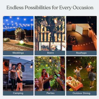Brightech Ambience Pro LED String Lights - 26 Ft Patio Lights Outdoor Waterproof