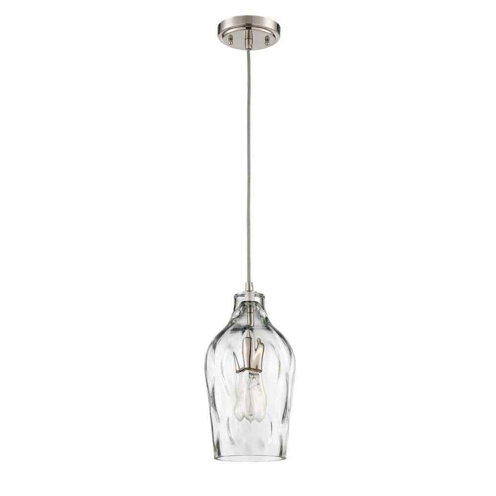 CRAFTMADE Pendant Brushed Nickel Island Mini Pendant w/ Hammered Glass No Bulb