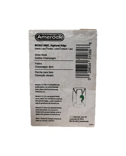 Amerock Highland Ridge Single Robe Hook in Golden Champagne BH36010BBZ