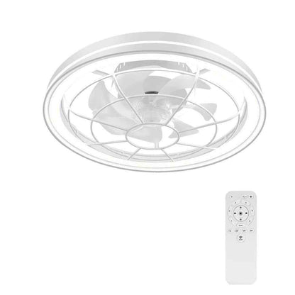BICIK Flush Mount Smart White Invisible Blade Ceiling Fan w/ Light & Remote