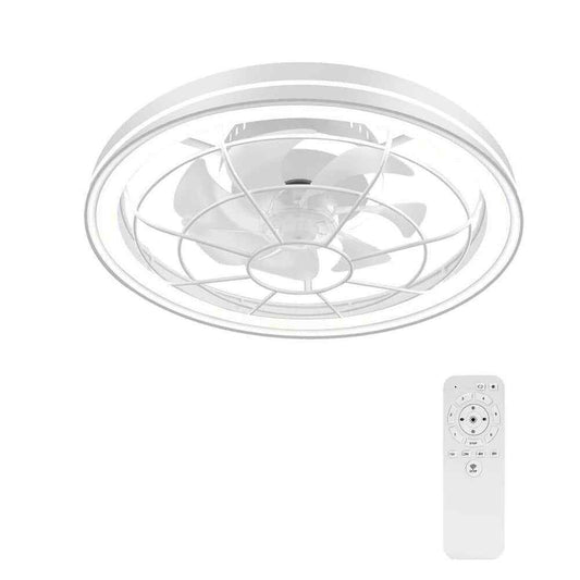 BICIK Flush Mount Smart White Invisible Blade Ceiling Fan w/ Light & Remote