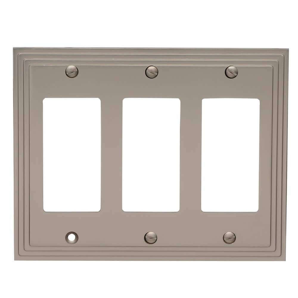 *4-PACK* AMERELLE Tiered 3 Gang Rocker Metal Wall Plate - Satin Nickel