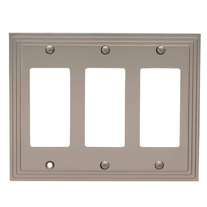 *4-PACK* AMERELLE Tiered 3 Gang Rocker Metal Wall Plate - Satin Nickel