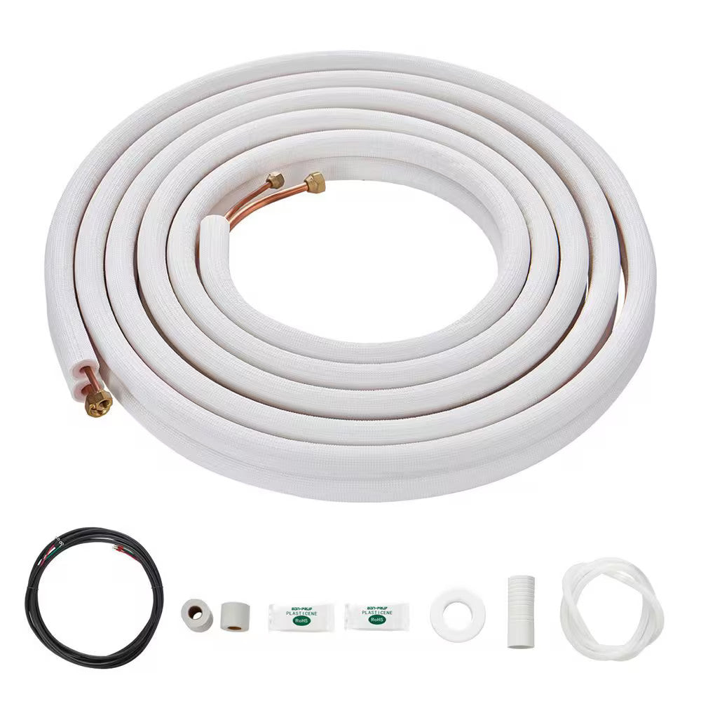 16 ft. Mini Split Line Set 1/4" and 1/2" OD Copper Pipes Tubing with Insulation
