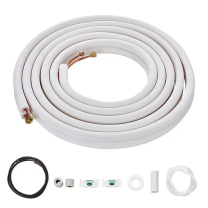 16 ft. Mini Split Line Set 1/4" and 1/2" OD Copper Pipes Tubing with Insulation